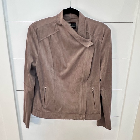 KUT FROM THE KLOTH M Moto mocha faux suede drape jacket shabby chic boho - Picture 4 of 14